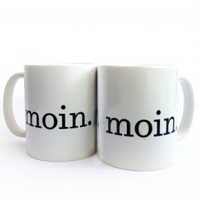 Tasse Moin Typo weiß/schwarz Herr Fuchs Kaffeetasse Hamburg