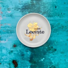 Wandteller Herr Fuchs Typo mien Leevste Blumen Muster mini 10cm Gold vintage