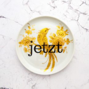 Wandteller Typo jetzt Herr Fuchs mini 11cm Gold Vogel mini vintage