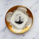 Wandteller Herr Fuchs Leuchtturm Gold Muster mini 12cm vintage Wohnen