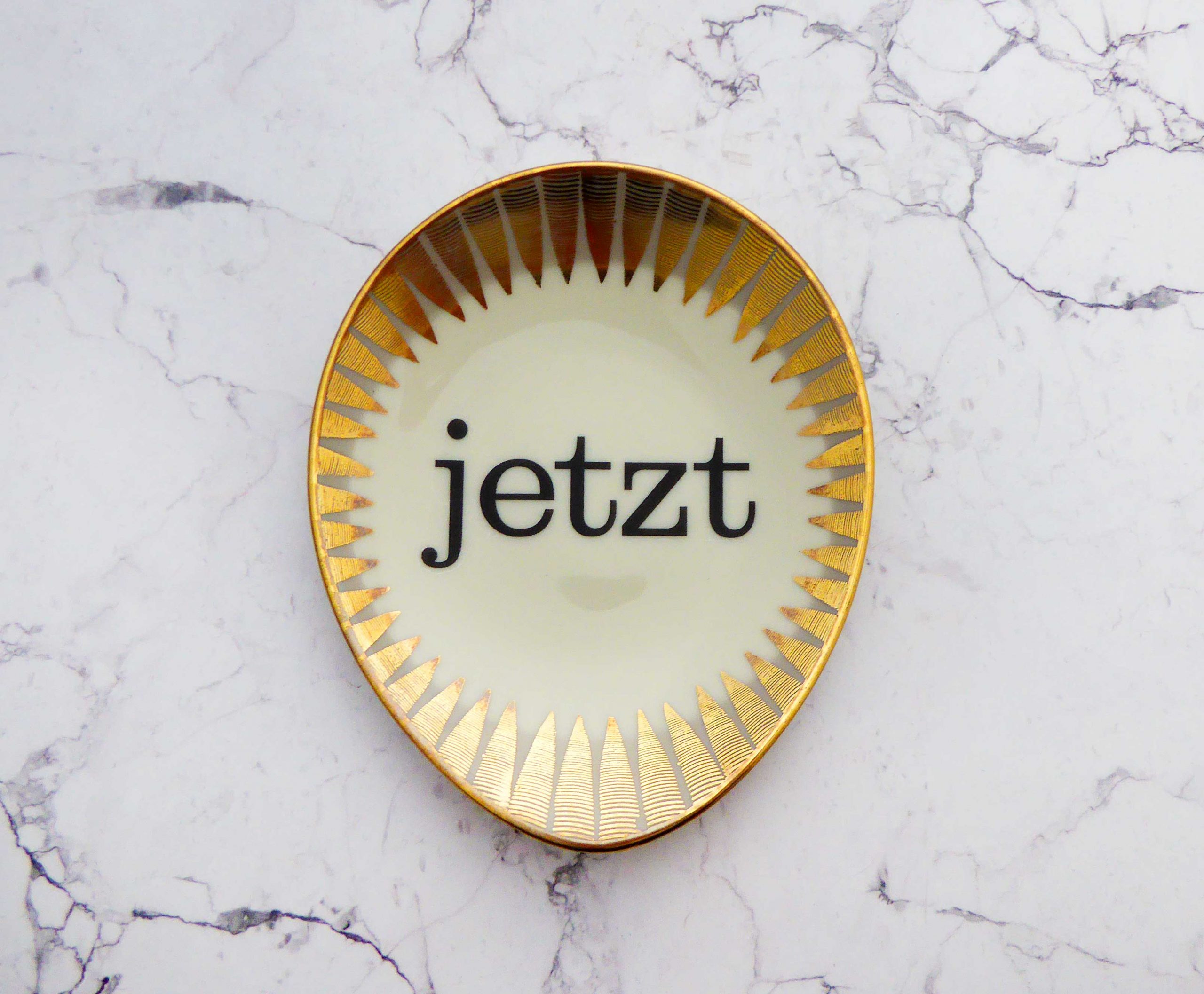 Wandteller Typo jetzt Herr Fuchs mini 12cm Gold oval vintage