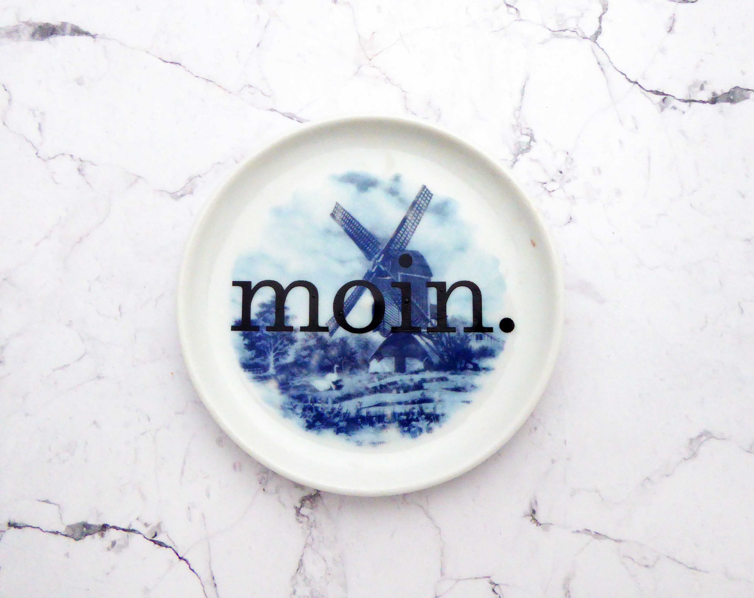 Wandteller moin. Typo Herr Fuchs mini 10cm Mühle blau Wohnen vintage – Bild 3