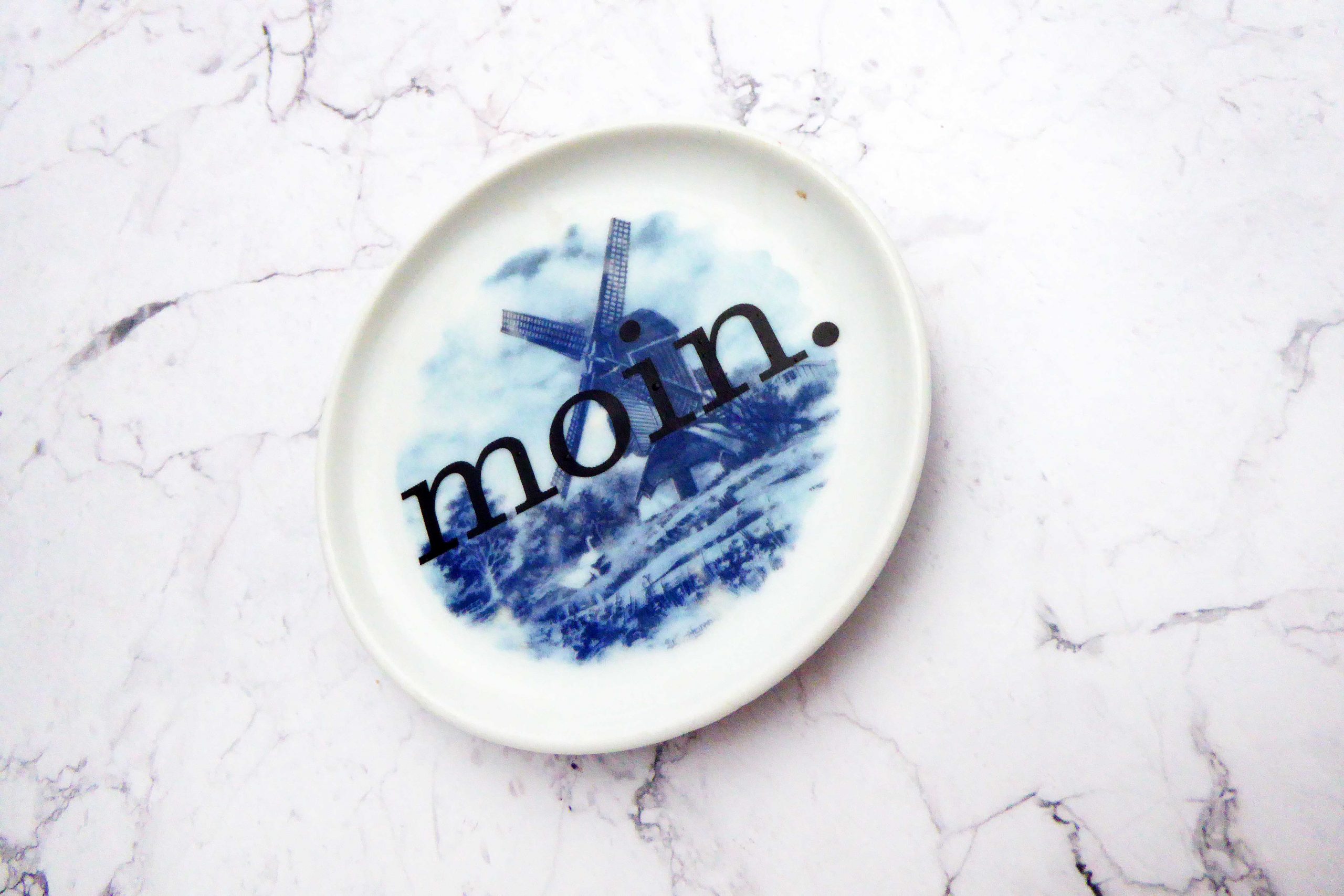 Wandteller moin. Typo Herr Fuchs mini 10cm Mühle blau Wohnen vintage – Bild 2