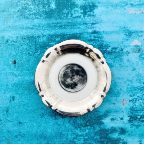 Wandteller Herr Fuchs Mond Silber Rand mini 8,5cm minimini