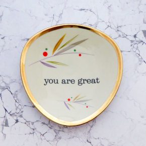 Wandteller you are great Herr Fuchs oval gold Muster 19cm Punkte Wohnen vintage