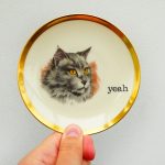 Wandteller Herr Fuchs Typo yeah mini Katze 11cm wohnen vintage gold