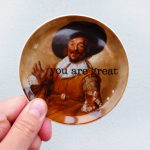 Wandteller Herr Fuchs Typo you are great mini Unikat Mann Gemälde 10cm