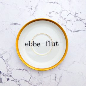 Wandteller Ebbe Flut Typo Herr Fuchs mini 14cm gold vintage