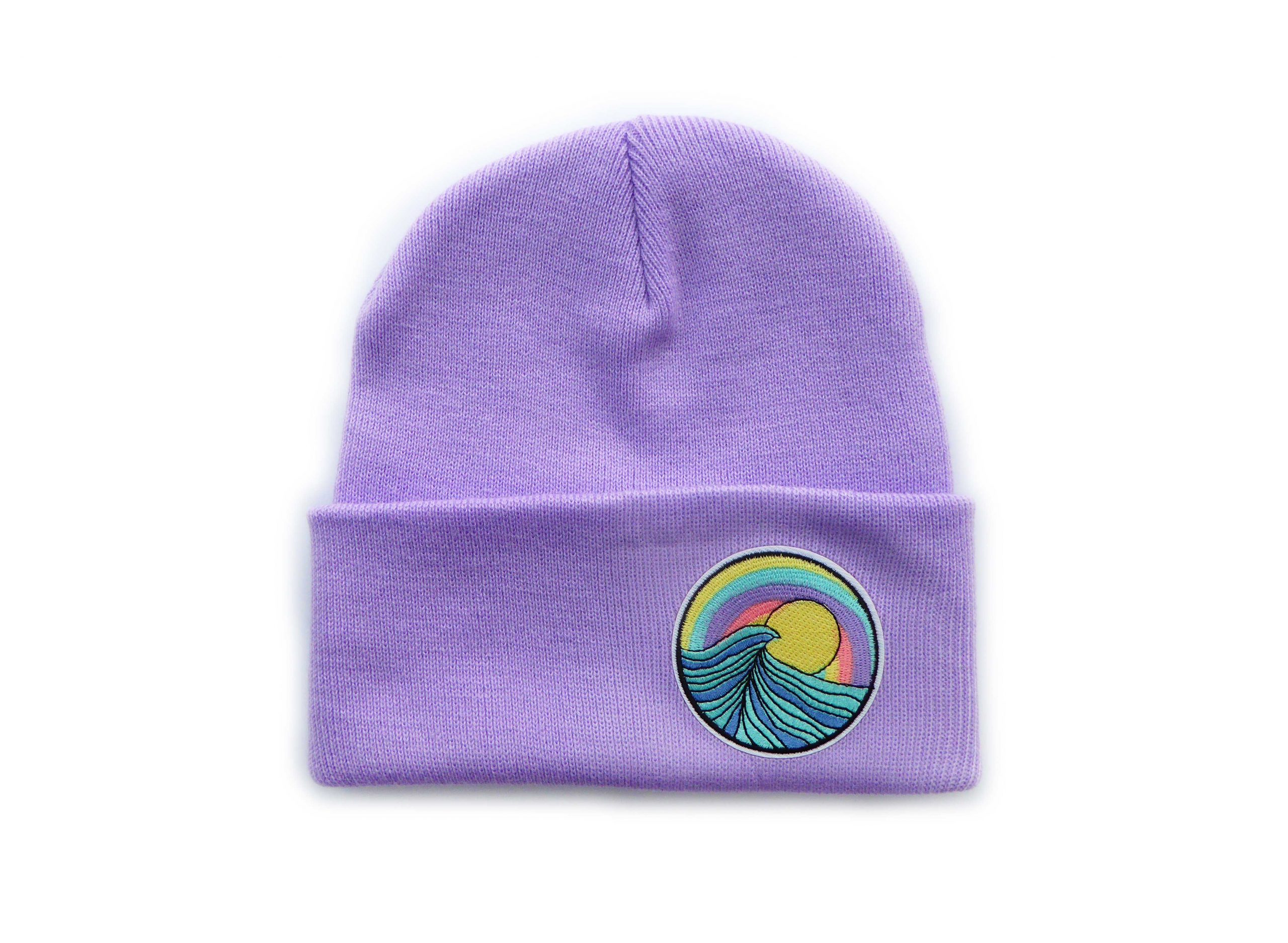 Mütze Lavendel Welle Sonne Pastell Beanie Herr Fuchs Patch Meer lila – Bild 2