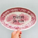 Wandteller Platte Herr Fuchs Typo nützt ja nix 25cm Landschaft Unikat rot Wedgwood