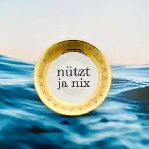 Wandteller Typo nützt ja nix Herr Fuchs mini 11cm Gold Muster vintage Wohnen