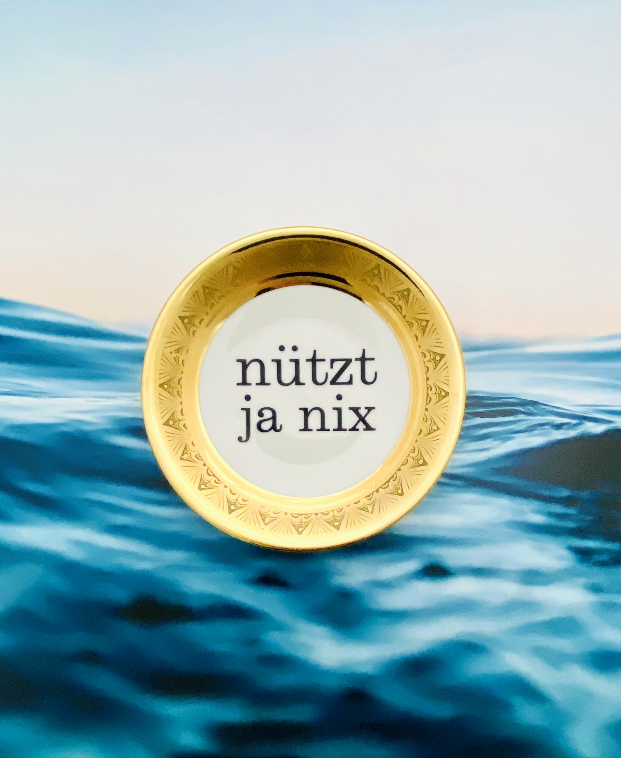 Wandteller Typo nützt ja nix Herr Fuchs mini 11cm Gold Muster vintage Wohnen