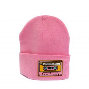 Mütze Kassette 90er rosa Herr Fuchs Patch Beanie