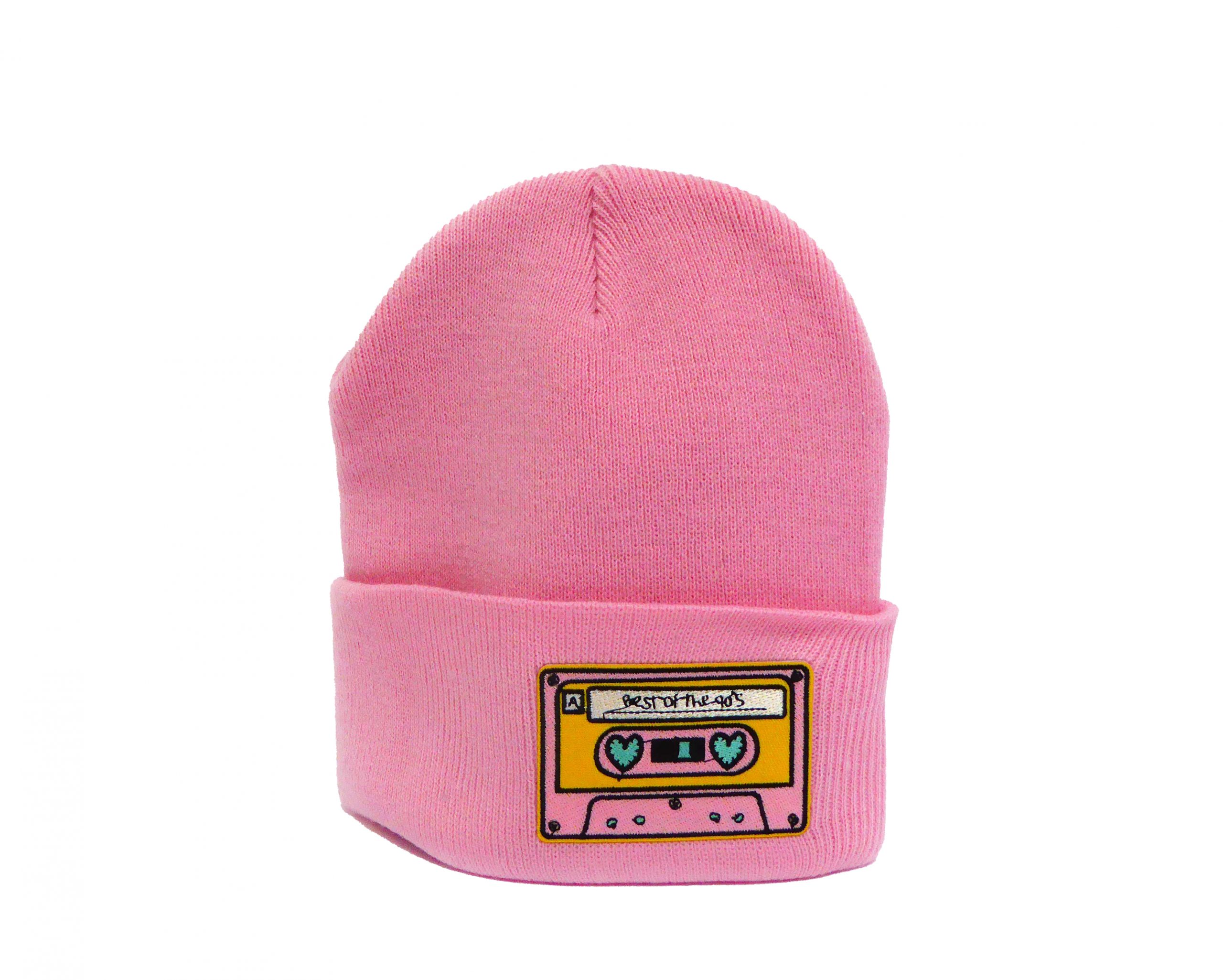 Mütze Kassette 90er rosa Herr Fuchs Patch Beanie
