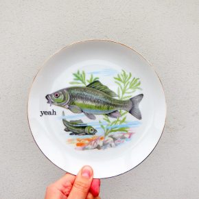 Wandteller Herr Fuchs Typo yeah 19cm Fisch gold Wohnen Meer vintage