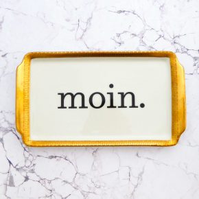 Wandteller Platte Herr Fuchs moin. Typo gold 22cm vintage