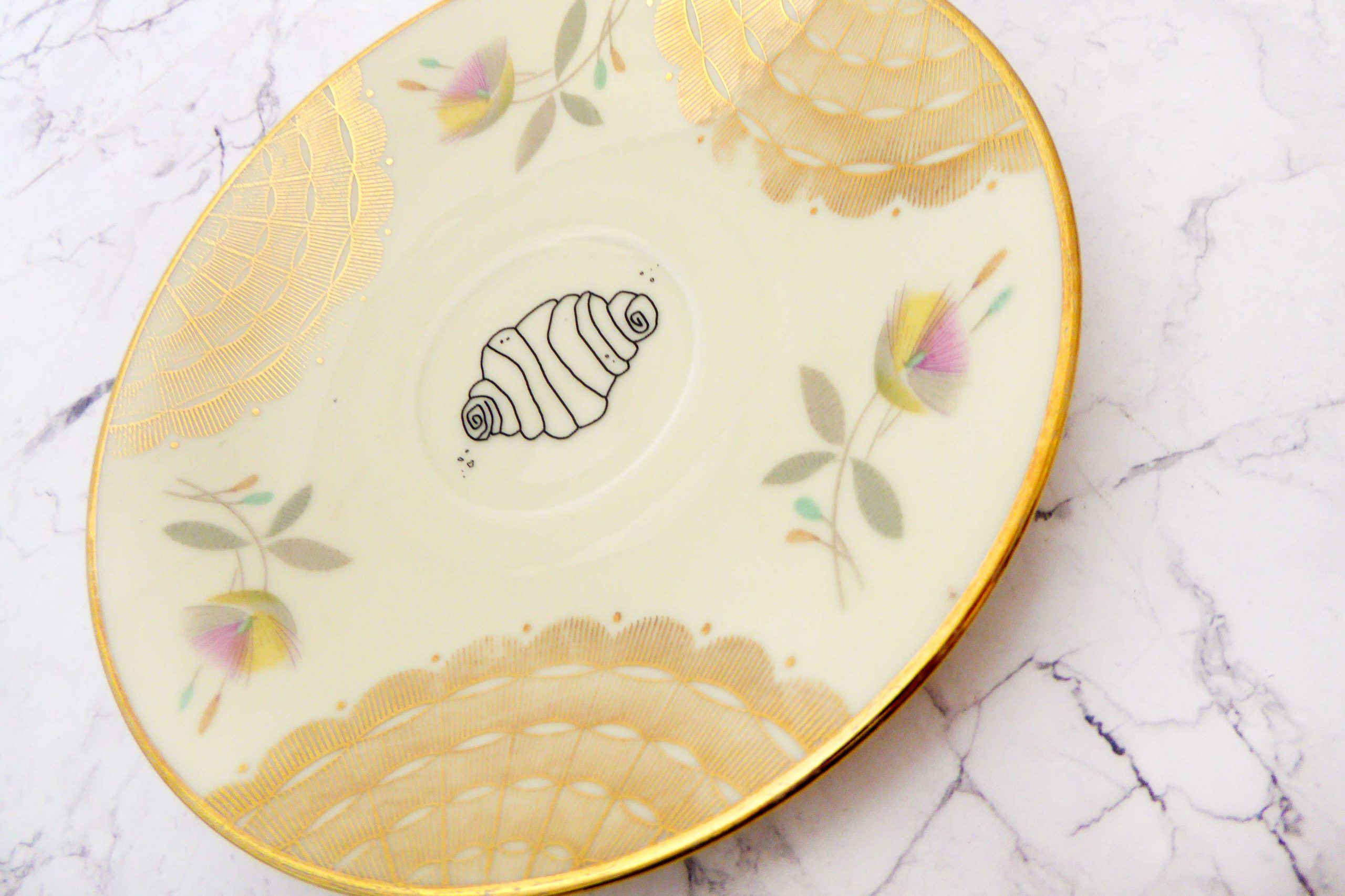 Wandteller Franzbrötchen vintage Herr Fuchs Teller Bunt / Gold 15cm Hamburg Wohnen Blume – Bild 2