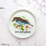 Wandteller Herr Fuchs you are great Typo Vogel mini 10cm bunt vintage Wohnen