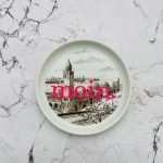 Wandteller Typo moin. vintage Herr Fuchs mini neonpink 10cm Landungsbrücke Hamburg