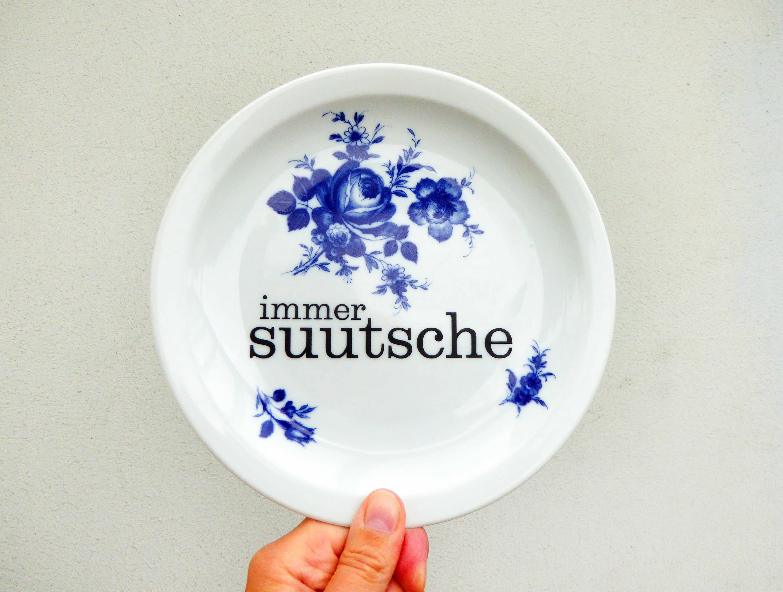 Wandteller Typo suutsche vintage Herr Fuchs Teller Blau Blumen Wohnen 19cm schnack – Bild 3