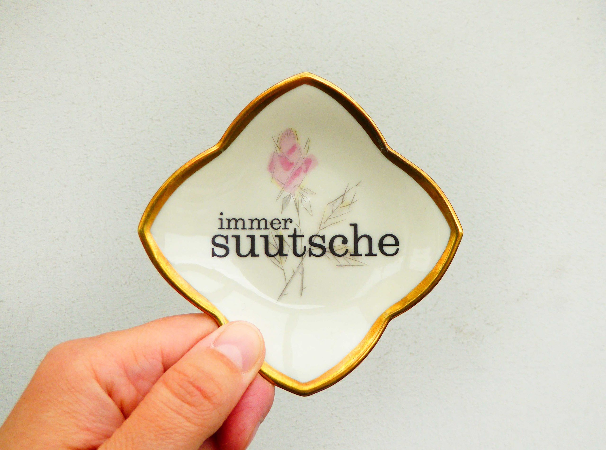 Wandteller Typo suutsche vintage Herr Fuchs Teller Gold Blumen Wohnen 10cm schnack mini