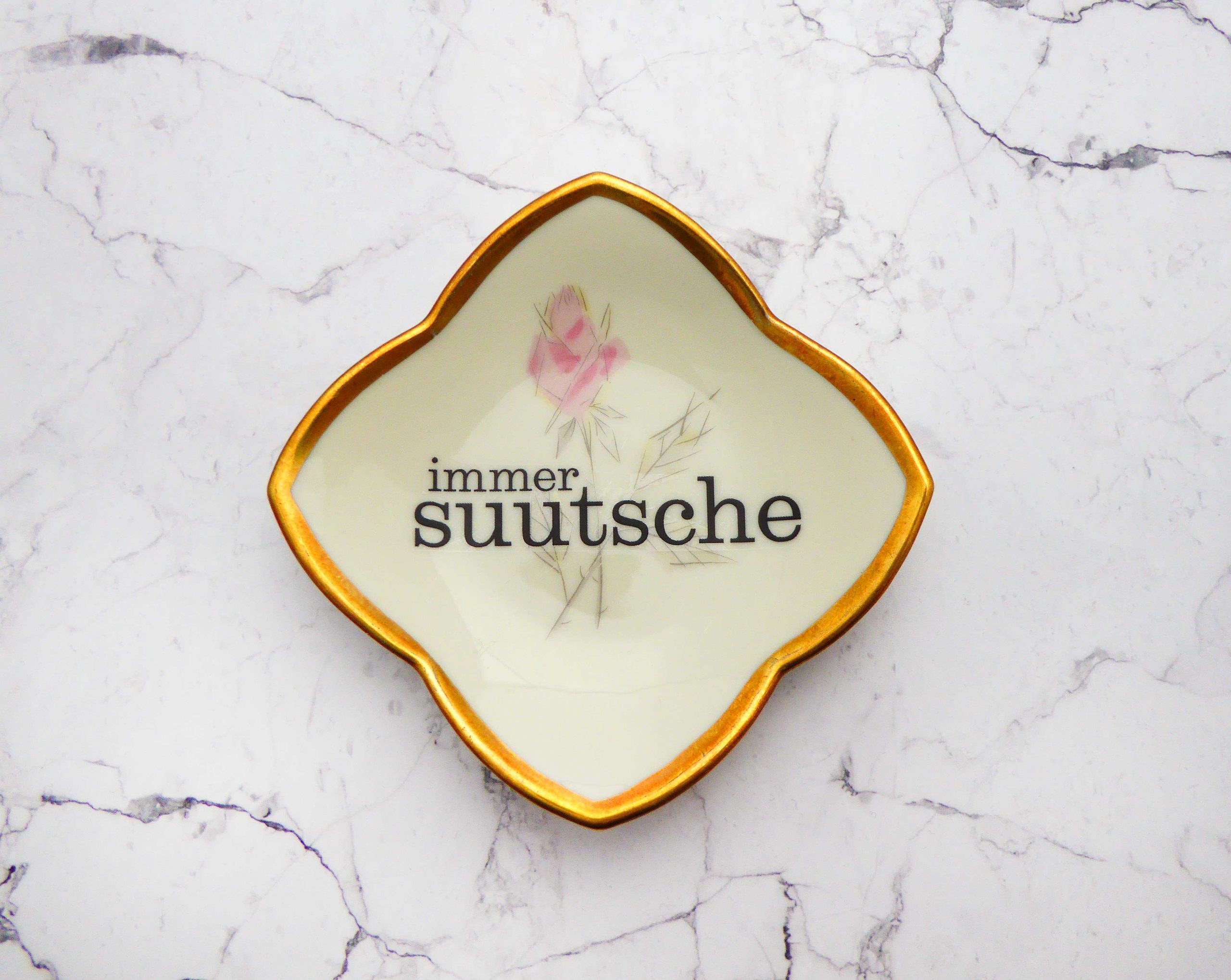 Wandteller Typo suutsche vintage Herr Fuchs Teller Gold Blumen Wohnen 10cm schnack mini – Bild 2