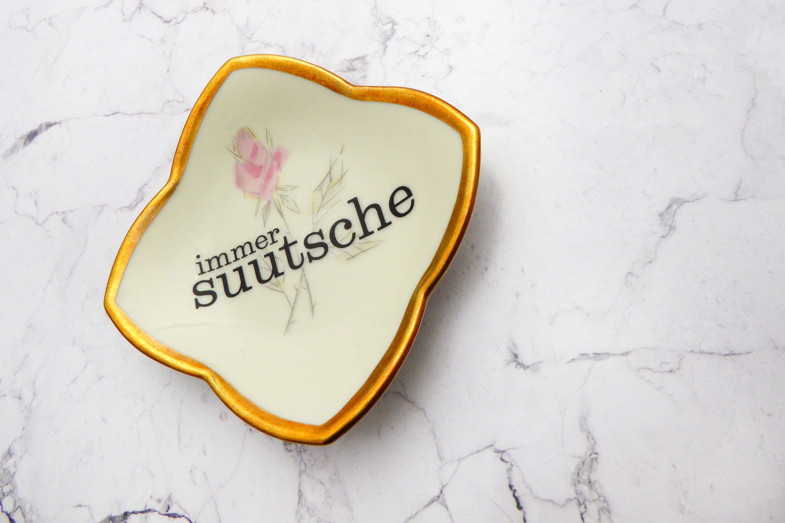 Wandteller Typo suutsche vintage Herr Fuchs Teller Gold Blumen Wohnen 10cm schnack mini – Bild 3