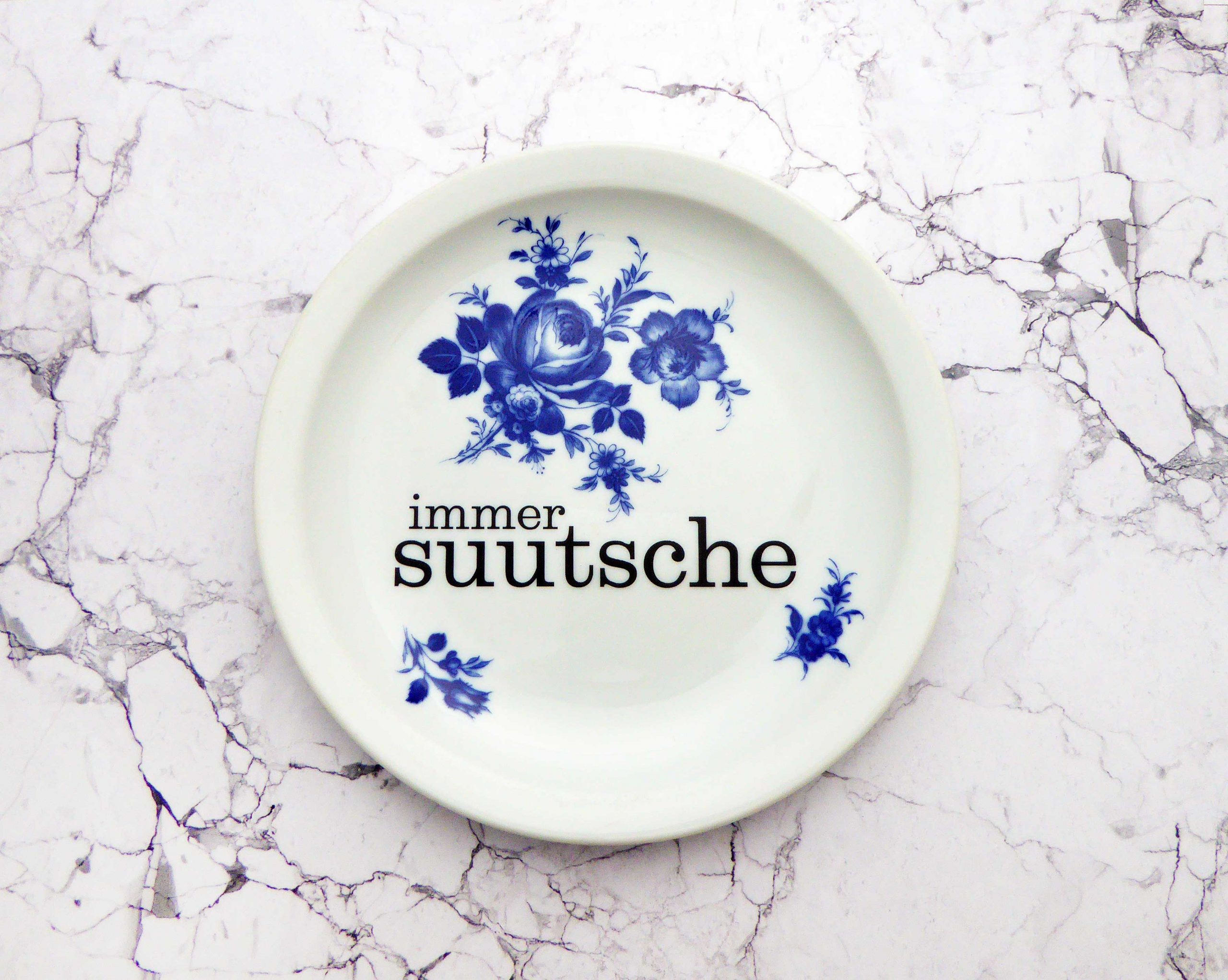 Wandteller Typo suutsche vintage Herr Fuchs Teller Blau Blumen Wohnen 19cm schnack