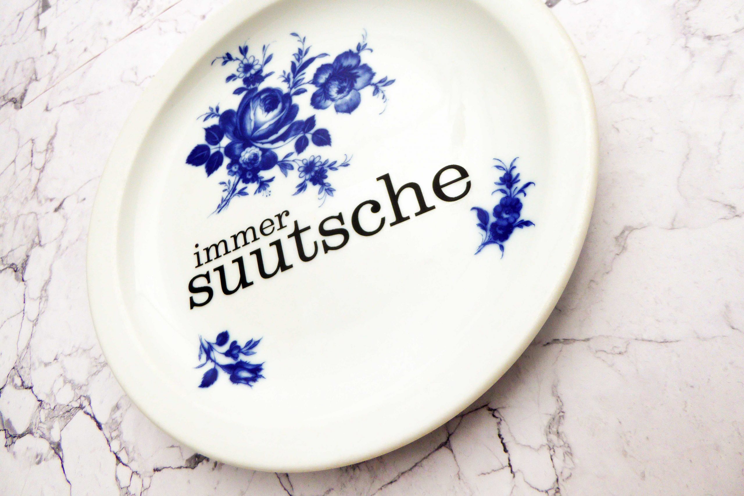 Wandteller Typo suutsche vintage Herr Fuchs Teller Blau Blumen Wohnen 19cm schnack – Bild 2