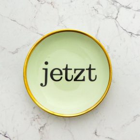 Wandteller Typo jetzt vintage Herr Fuchs mini 9cm Gold mint/türkis