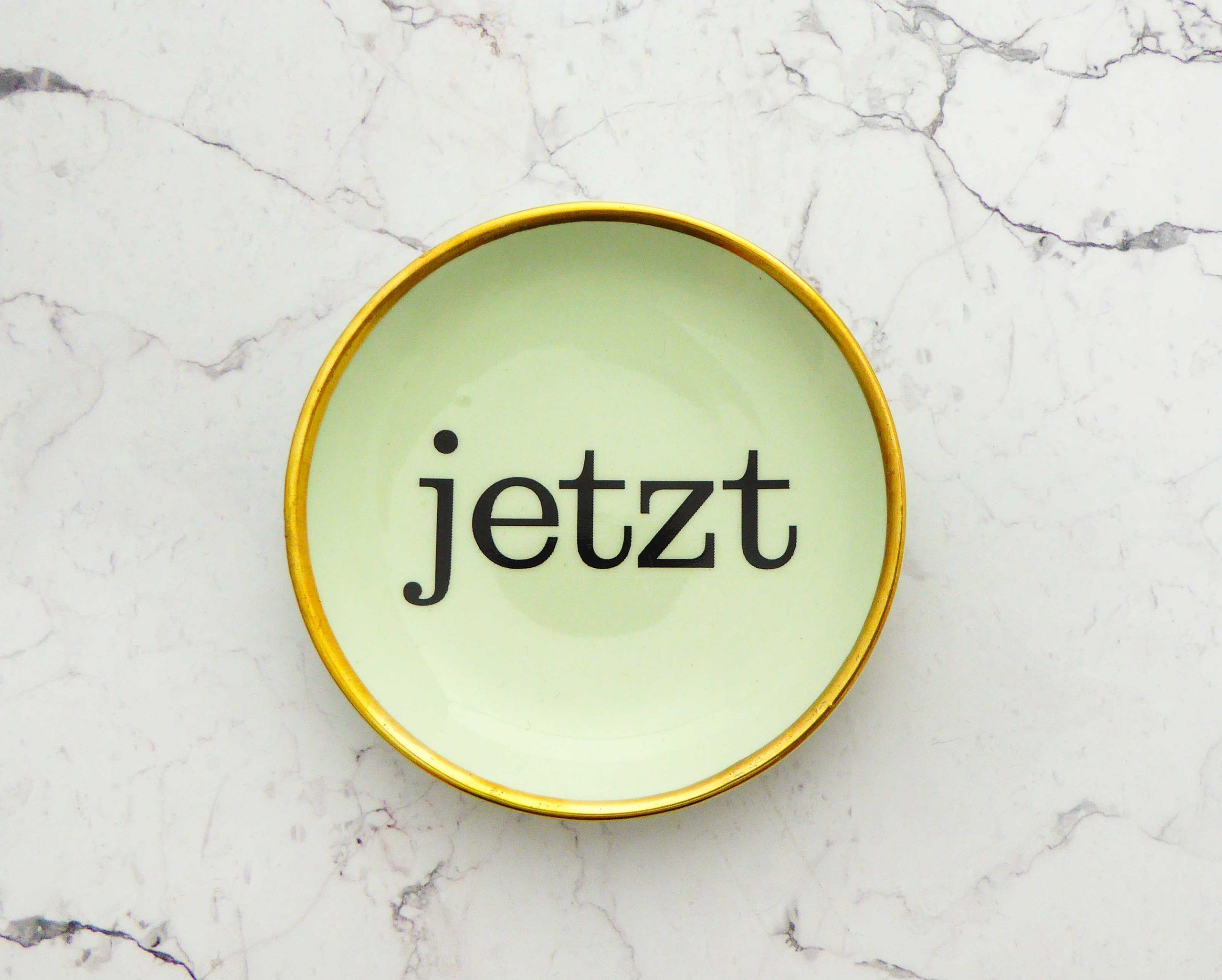 Wandteller Typo jetzt vintage Herr Fuchs mini 9cm Gold mint/türkis