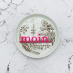 Wandteller Typo moin. vintage Herr Fuchs mini neonpink 10cm Planten Blomen Hamburg Fernsehturm