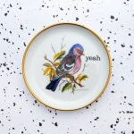 Wandteller Herr Fuchs yeah Typo Wohnen Vogel mini  Buchfink 10cm