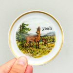 Wandteller Herr Fuchs yeah Typo Rehe mini 10cm Wohnen vintage Gold