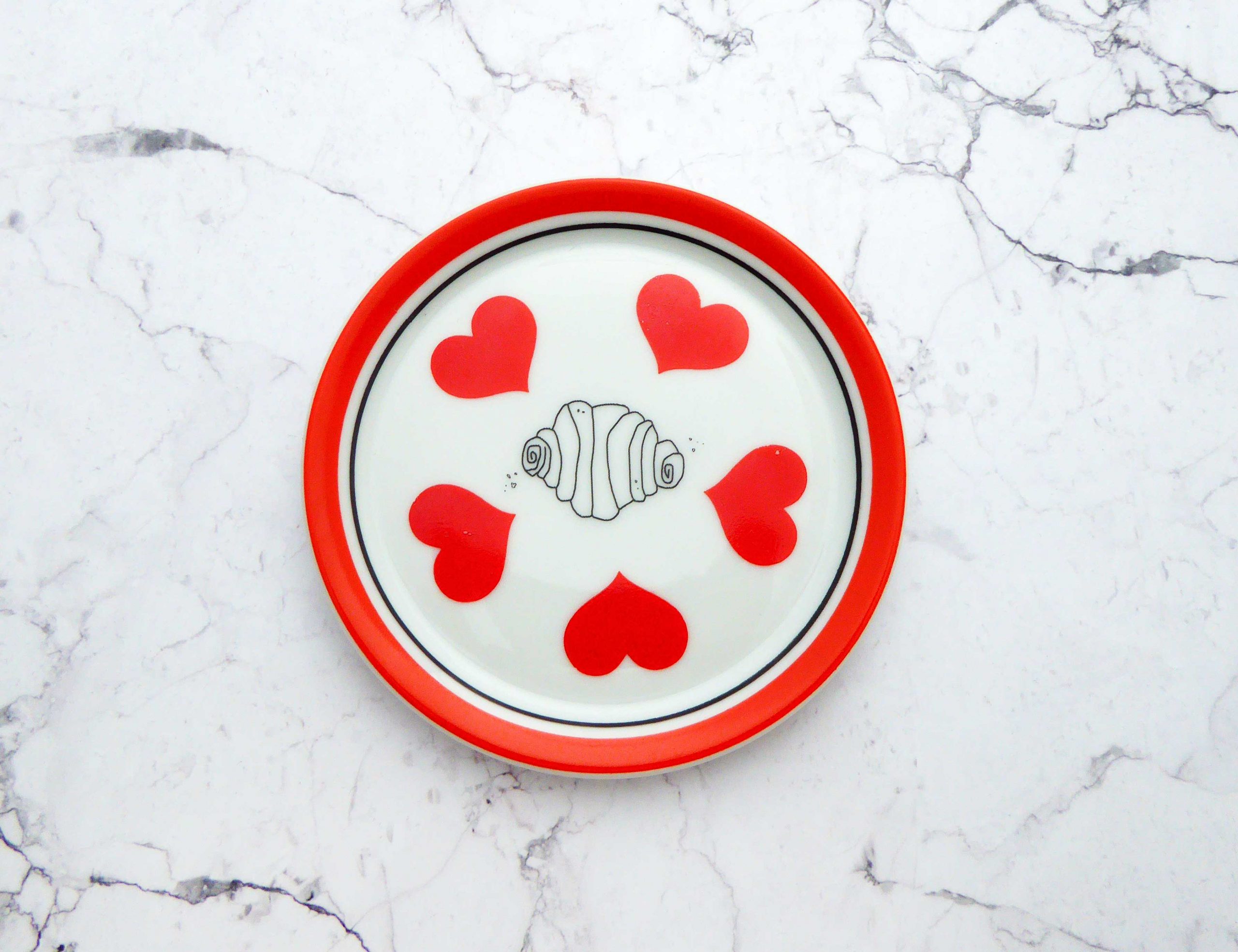 Wandteller Franzbrötchen vintage Herr Fuchs Teller rot 10cm Hamburg Wohnen Herz