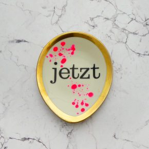 Wandteller jetzt Typo Herr Fuchs mini 11cm neon Punkte Kleckse pink Gold oval
