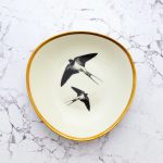 Wandteller Platte Herr Fuchs Schwalbe gold Wohnen 19cm vintage oval