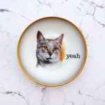 Wandteller Herr Fuchs Typo yeah mini Katze 9cm wohnen vintage gold