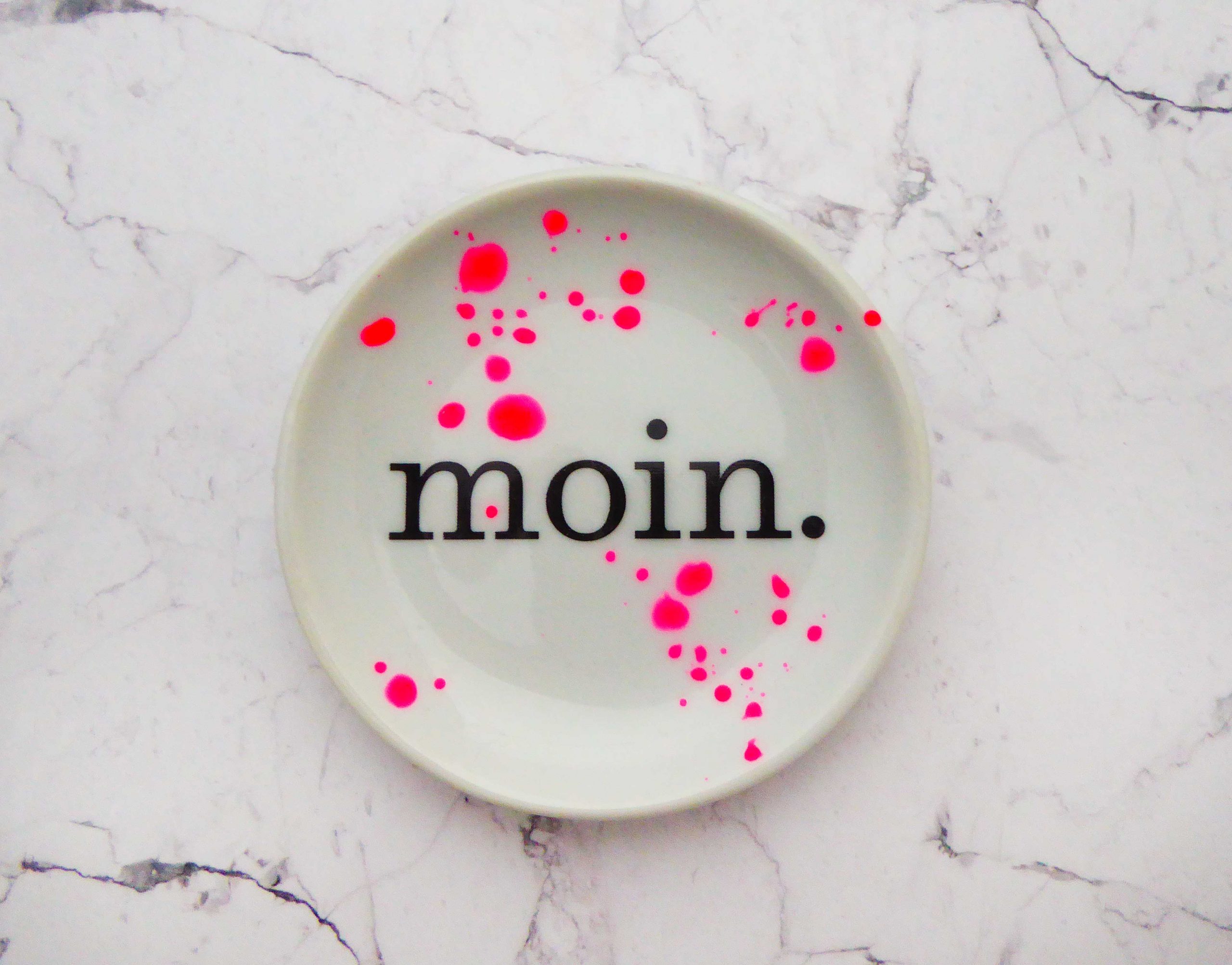 Wandteller moin. Typo Herr Fuchs mini 9cm neon Punkte Kleckse pink minimini – Bild 2