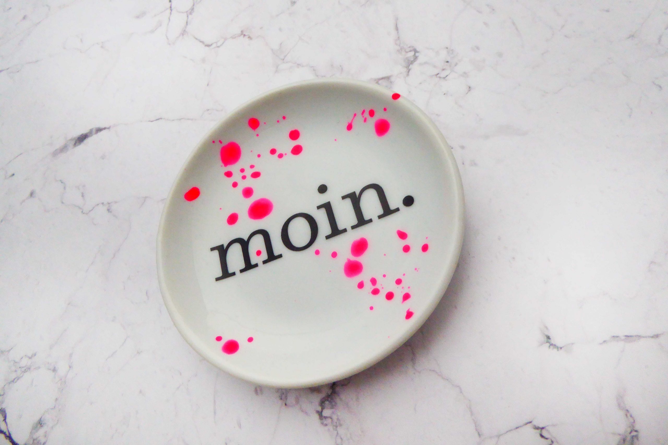 Wandteller moin. Typo Herr Fuchs mini 9cm neon Punkte Kleckse pink minimini – Bild 3