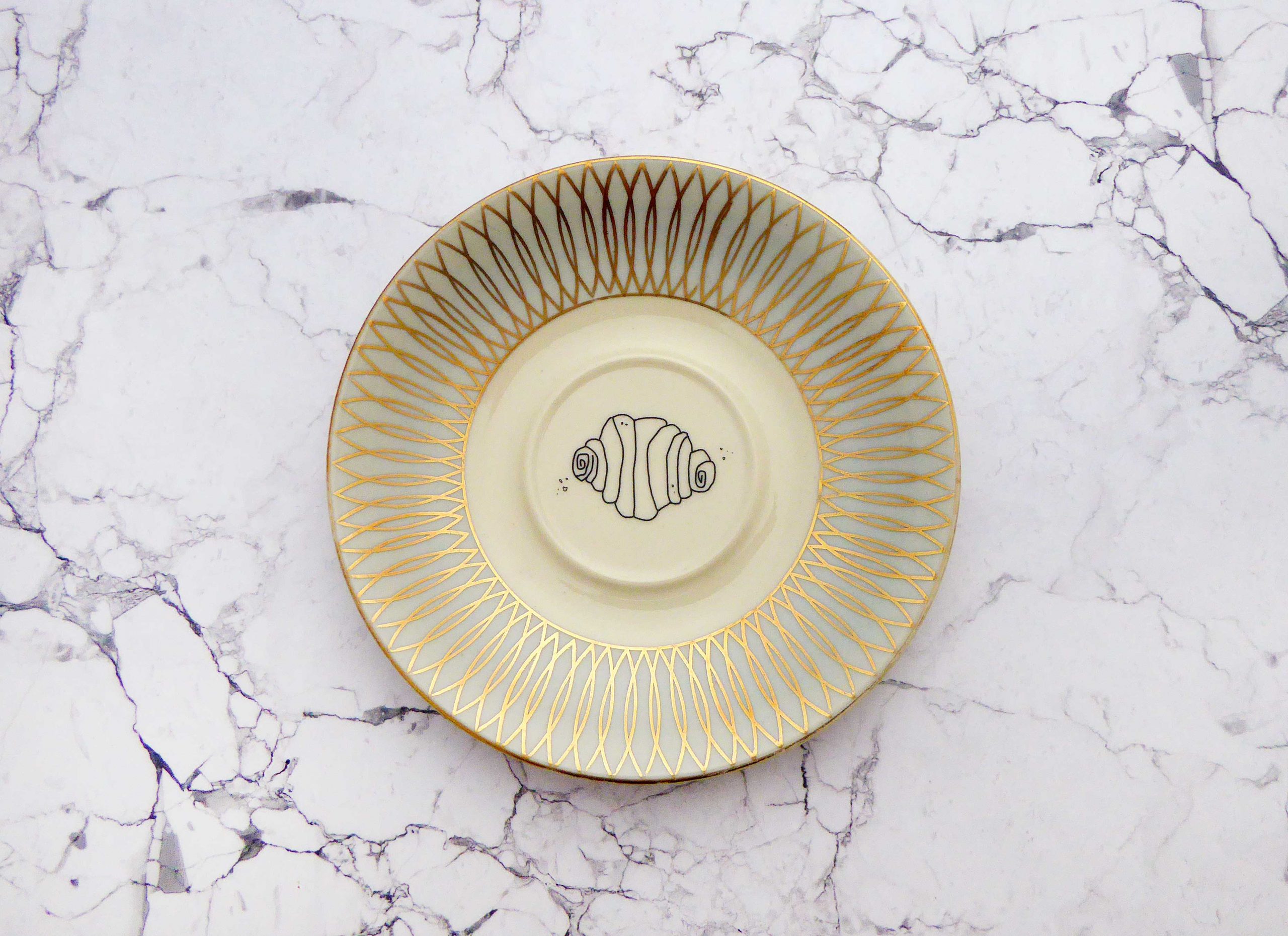 Wandteller Franzbrötchen vintage Herr Fuchs Teller hellmint Gold 14cm Hamburg Wohnen Linien – Bild 3