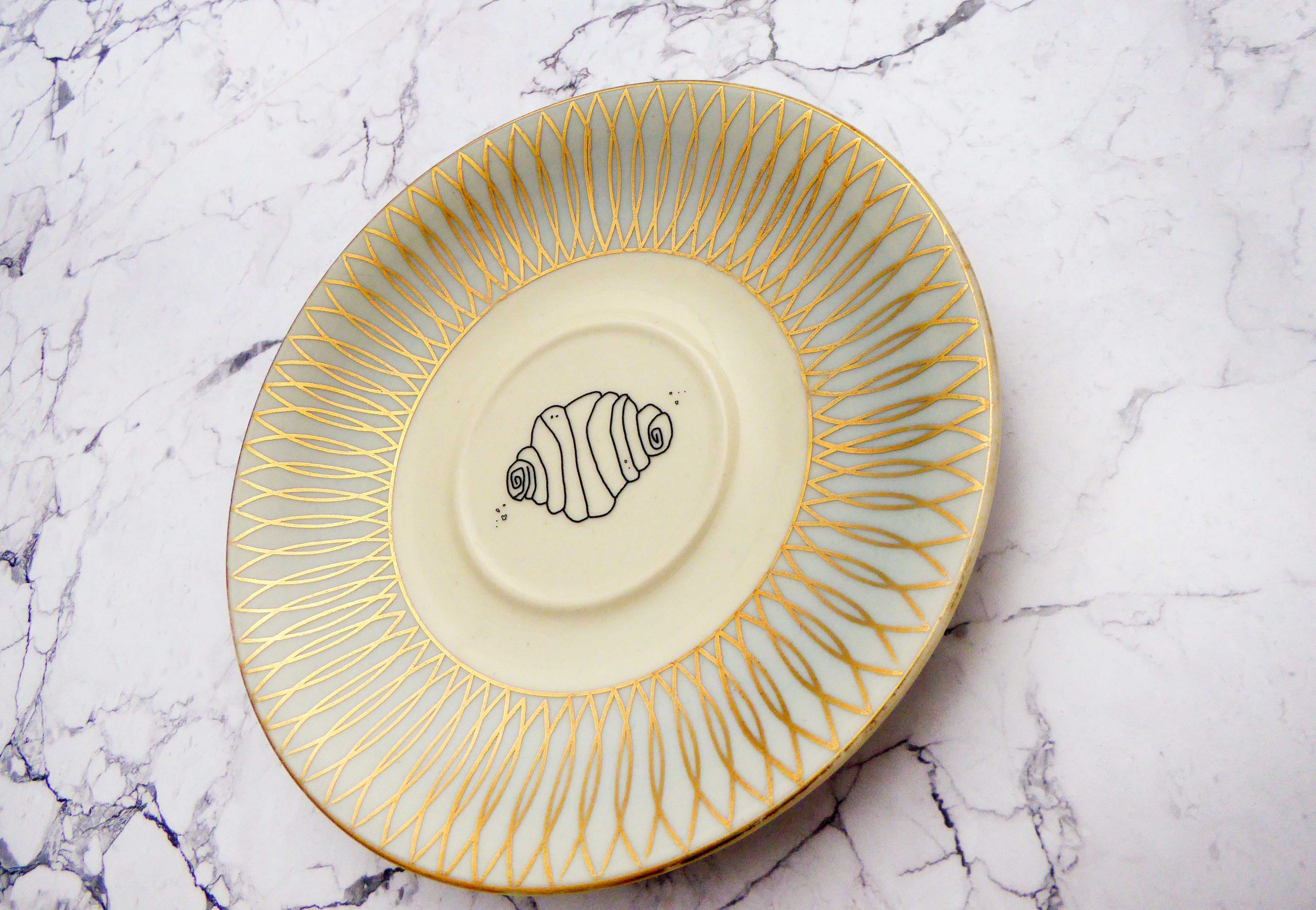 Wandteller Franzbrötchen vintage Herr Fuchs Teller hellmint Gold 14cm Hamburg Wohnen Linien – Bild 2