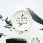 Wandteller Do wat du wullt Typo Herr Fuchs mini 11cm Blumen rosa vintage Wohnen