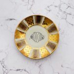 Wandteller Franzbrötchen vintage Herr Fuchs Teller Muster Gold 11cm Hamburg Wohnen