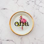 Wandteller oha Typo Herr Fuchs mini 9cm gold bunt Blume Schnack vintage rosa