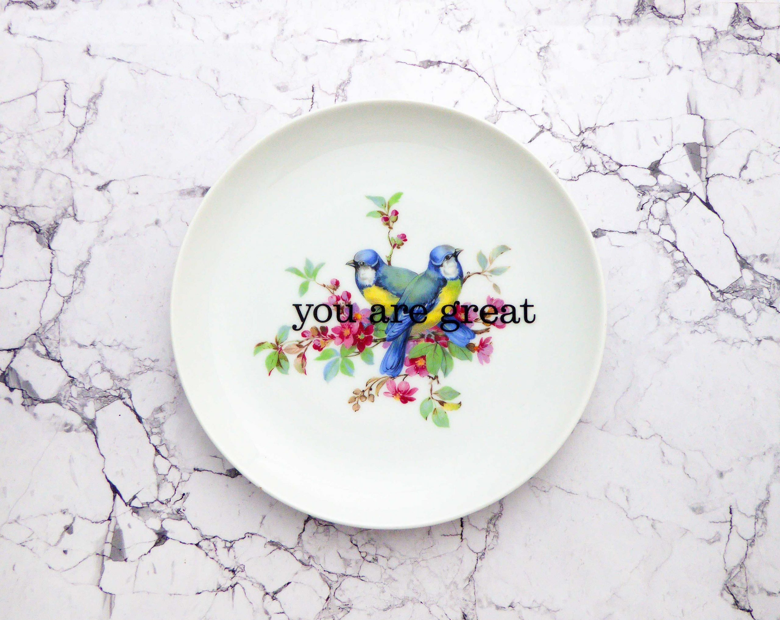 Wandteller you are great Herr Fuchs gold vintage 19cm Vogel Blaumeise Wohnen