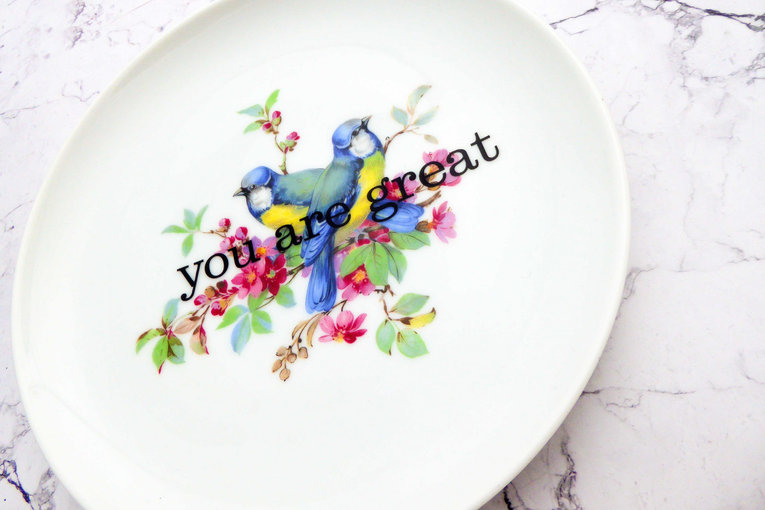 Wandteller you are great Herr Fuchs gold vintage 19cm Vogel Blaumeise Wohnen – Bild 2