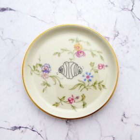 Wandteller Franzbrötchen vintage Herr Fuchs Teller Bunt Gold 10cm Hamburg Wohnen Blumen