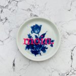 Wandteller Typo moin. vintage Herr Fuchs mini neonpink blau 10cm Blumen