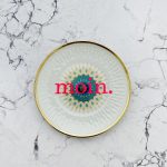 Wandteller Typo moin. vintage Herr Fuchs mini neonpink mint/gold 11cm Muster